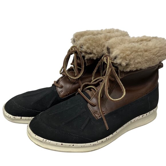 Ugg SIZE 10 Mens Roskoe Leather Boot Wool Fleece Winter Snow Boots - Picture 4 of 12